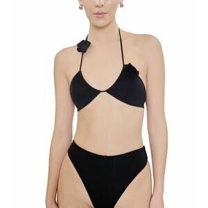 NEW MAYGEL CORONEL quero floral ruched two piece bikini set in black